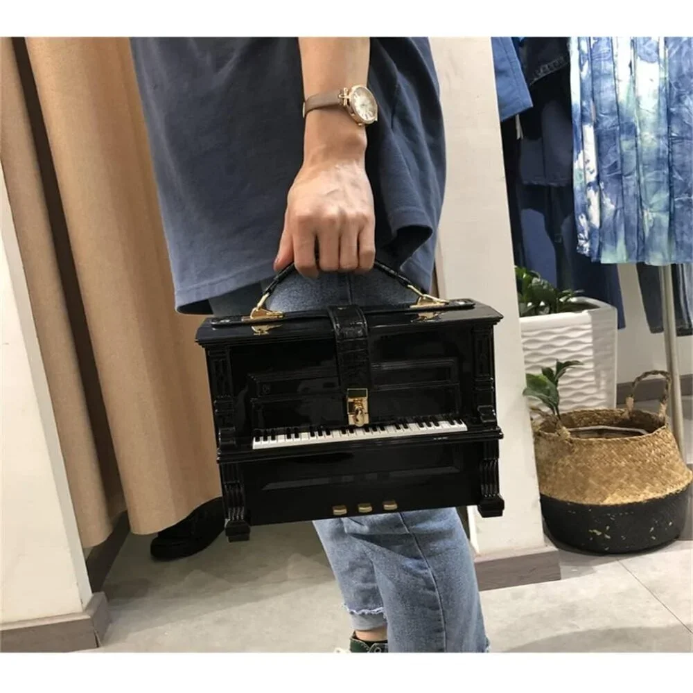 Women Acrylic Piano Shaped Purse Crossbody Clutch Elegant Handbag